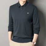 New Men's Fleece Lined Sweater Polo Collar Pullover Tops Fashion Business Causal Pullovers Korean Slim Fit Thick Winter Clothes - Image 5