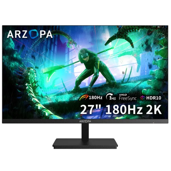 New ARZOPA 27 inch monitor 180hz gaming monitor QHD 2K Monitor for PC,2560*1400,Fast IPS,with Type-C,Samsung DeX mode,FreeSync