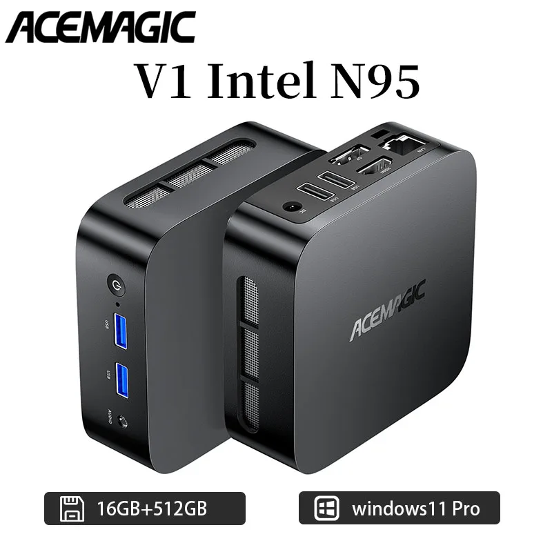 ACEMAGIC V1 Mini PC Intel Alder Lake-N95(4C/4T up to 3.4GHz)16GB DDR4 512GB M.2 SSD Micro Computer Desktop PC Mini Computer