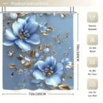 4pcs Elegant Blue Floral 2D Flat Shower Curtain Set,Modern Bathroom Decor with Non-Slip Mat and Toilet Cover,Exquisite Home Gift - Image 5