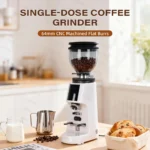 CAFOVO G764F Coffee Burr Grinder 64mm Flat Burr Coffee Grinder 100-Step Adjustment Time Quantification MIller for Home Barista