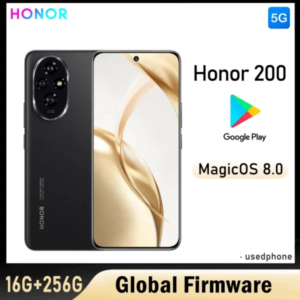 HONOR 200 5G Smartphone Global firmware 6.7-inch 5200mAh Triple Rear Camera 50MP RAM 16GB ROM 256GB used phone
