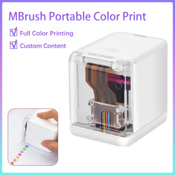 MBrush Handheld Color Inkjet Printer Mini Portable Color Printer Wireless WiFi Printing Cartridges DIY Printing Tattoo Logo Word