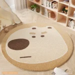 VIKAMA Cartoon Bear Round Bedroom Bedside Imitation Cashmere Carpet Children's Room Home Sofa Anti-Slip Carpet Home Decoration - Image 3