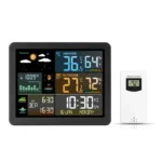 Wireless Weather Station with Colorful Display, Wall Digital Clock, Dual Alarm Clock, Barometer, Thermometer, Hygrometer