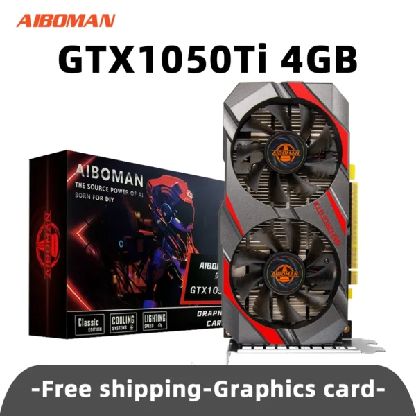AIBOMAN NVIDIA GTX1050Ti 4G Graphics Card High Definition Gaming Independent Graphics card DDR5 Desktop Computer Upgrade