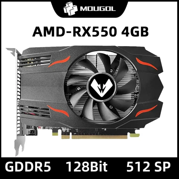 MOUGOL Original Graphics Card Radeon RX 550 4G GDDR5 128Bit 14nm AMD GPU Computer PC RX550 PCI-E 3.0 Gaming Video Card