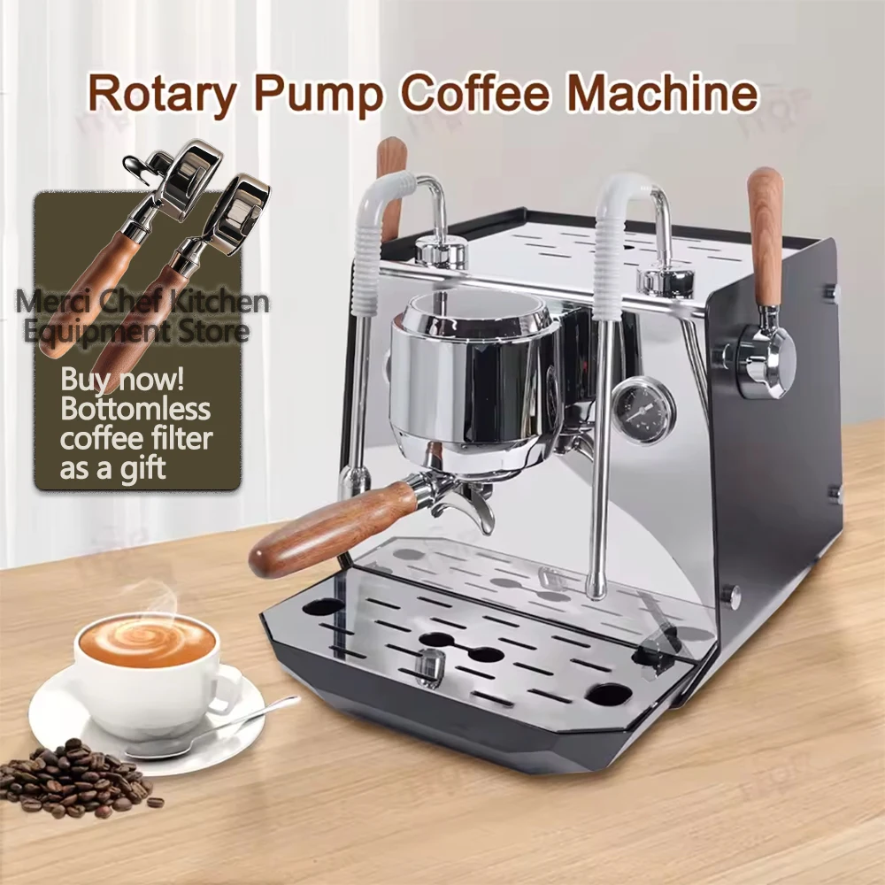 Rotary Pump Coffee Machine Home/commercial Espresso Coffee Maker 0.5L+ 1L Boliers PID Temperture Control Connect External Water