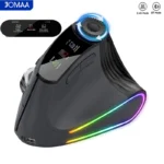 Jomaa RGB Backlit Speed Roller Wireless Vertical Mouse with Function Adjustment Knob Bluetooth USB Ergonomic Mice Slient Click