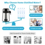 SucceBuy 4L Water Distiller Purifier Filter 1 L/H Distilling Speed Dispenser Drinking Bottle Softener Touch Screen Home Use - Image 5