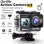 Ourlife 5K Action Camera 4K60FPS 2.0 Inch Touch Screen WiFi 170° Wide Angle 30M Waterproof Bicycle Motorcycles Sports Cameras