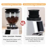 CAFOVO G764F Coffee Burr Grinder 64mm Flat Burr Coffee Grinder 100-Step Adjustment Time Quantification MIller for Home Barista - Image 3