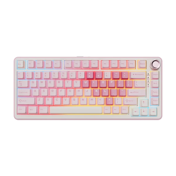 YUNZII B75 PRO Pink Mechanical Gaming Keyboard, Bluetooth/Wire/Wireless 75 Knob RGB Keyboard, Gasket Hot-Swap Custom Creamy Keeb