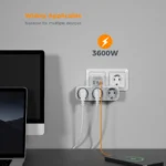 TESSAN 3 Way Wall Socket with USB Surge Protection 6-in-1 Wall Plug Adapter with 3 USB Ports for Smartphone Laptop Camera Travel - Image 6
