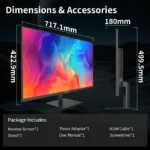 KTC 32 Inch 2K Computer Monitor, IPS 1440p Monitor with Ultra-Thin Bezels, HDR10, Freesync/G-sync, HDMI/DP Ports - Image 6