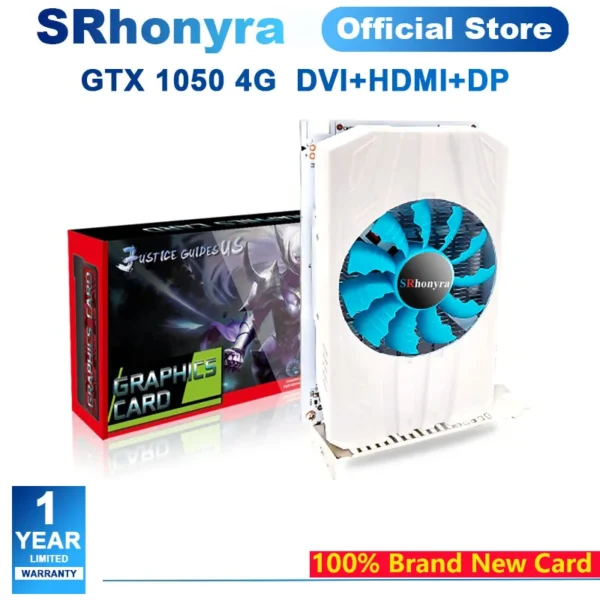 SRhonyra GeForce GTX 1050 Gaming Graphics Card,4GB GDDR5 128bit 4K Ready HDMI/DP/DVI Outputs PCI Express 3.0 Desktop GPU