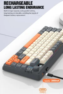 Wireless Keyboard 80 Key 80% Layout Spanish Russian Arabic Korean Keyboard Mouse Set Bluetooth 2.4G 2000mAh Type C K92 Backlight - Image 6