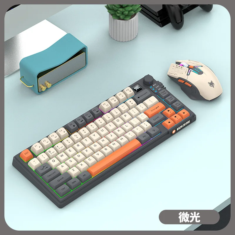 Wireless Keyboard 80 Key 80% Layout Spanish Russian Arabic Korean Keyboard Mouse Set Bluetooth 2.4G 2000mAh Type C K92 Backlight