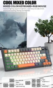 Wireless Keyboard 80 Key 80% Layout Spanish Russian Arabic Korean Keyboard Mouse Set Bluetooth 2.4G 2000mAh Type C K92 Backlight - Image 5