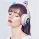 Pink Cute Cat Ears Wireless Headphone Bluetooth-compatible Headset Stereo Foldable Earphone with Microphone Music Kid Girl Gift - Image 4