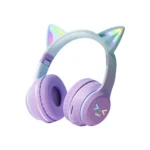 Gradient wireless Headphones RGB cute cat ear Bluetooth Earphones with microphone Stereo Music Game Earphone Girls Kids Gifts - Image 4
