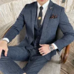 British Korean Style High Quality Modified Plaid Three-Piece Suit for Men - Stylish Business Casual Suit Vest And Trousers Set - Image 6