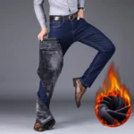 New Men's Fleece Warm Jeans Winter Thicken Plush Velvet Business Office Denim Trousers Brand Clothing Stretch Casual Male Pants - Image 4