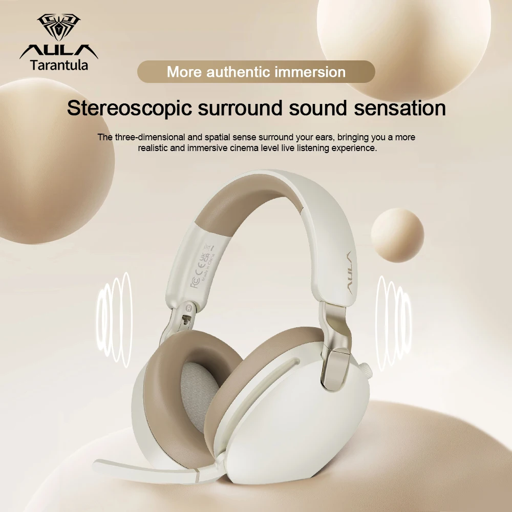 AULA New A500 Wireless Head-mounted Headphone 2.4G/Bluetooth/Wired Nolse Reduction Headsets E-sports Gaming Earphones with Mic
