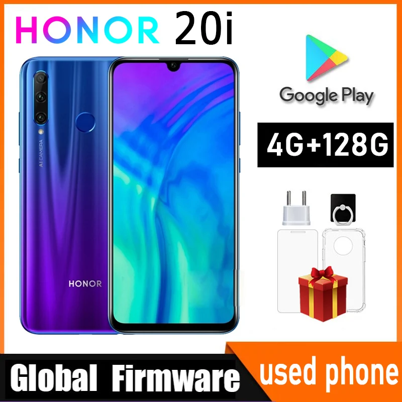HONOR 20i smartphone global firmware Android 9.0 Haisi Qilin 710 Fingerprint Recogniti 6.21 inch front camera 32MP used phone