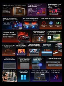 Blackview GamiBook 8 Laptop 16" 1920*1200 Display AMD Ryzen™ 7 7735HS Processor 57Wh Battery 65W Fast Charge Win11pro Wi-Fi 6 - Image 2