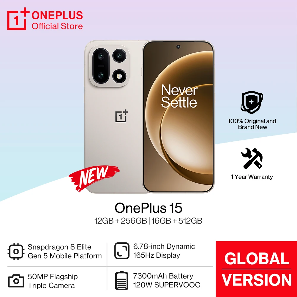 World Premiere OnePlus 15 Global Version Smartphone Snapdragon 8 Elite Gen 5 165Hz Display 7300mAh Battery 120W SUPERVOOC Charge
