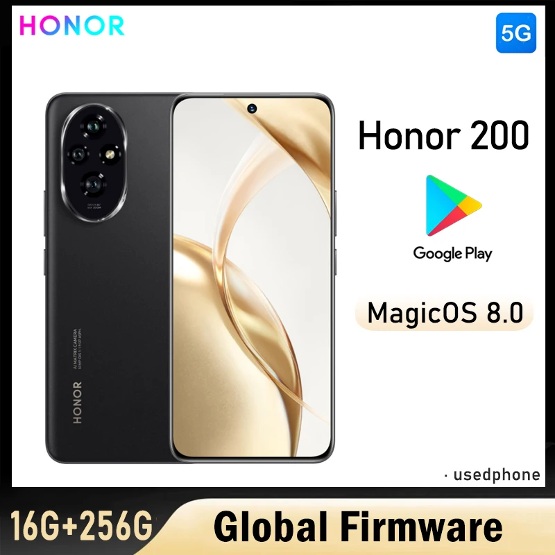 HONOR 200 5G Smartphone Global firmware 6.7-inch 5200mAh Triple Rear Camera 50MP RAM 16GB ROM 256GB used phone