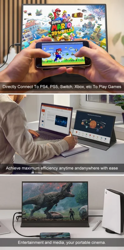 ZSUS 16" 2K Portable Monitor 100%sRGB 1600P IPS Screen Travel Gaming Computer Display for Steam Deck Laptop Switch PS4 PS5 Xbox - Image 4