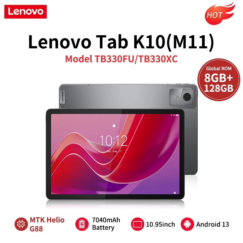 Lenovo Tab K10 M11 8GB 128GB WIFI LTE MTK Helio G88 Global Rom Android 13 Tablet 11'' 90Hz Display GPS PAD Battery 7040mAh