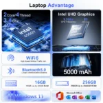 New 15.6" Portable Laptop Intel 6500Y 32GB RAM 2TB SSD Windows 11 5000mAh Backlit Keyboard Fingerprint Office Gaming Notebook PC - Image 2